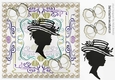 vintage silhouette lady with butterflies and cream pearls