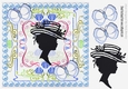 vintage silhouette lady with butterflies and blue pearls