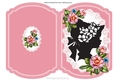 pretty cut and fold with vintage silhouette lady & roses in pink