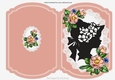 pretty cut and fold with vintage silhouette lady & roses in peach