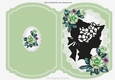 pretty cut and fold with vintage silhouette lady & roses in green