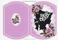 pretty cut and fold with vintage silhouette lady & roses in lilac