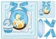 pretty liitle chick in blue bonnet on lace 8x8