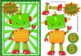 Robot in green ornate frame ages 5, 6 Brthday A5