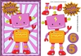 Robot in pink ornate frame ages 5, 6 Brthday A5
