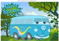 Blue Toony Camper van in the meadow A4