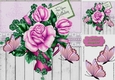 pretty pink butterflies with pink roses 8x8
