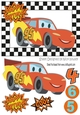 Toony orange racing car in check frame A5