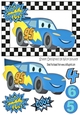 Toony turq racing car in check frame A5