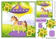 Pretty purple carousel with horse with flowers 8x8