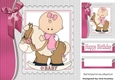 Cute baby girl on her rocking horse with bow 8X8