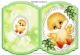 Cute little yellow chick on lace cut and fold quick card