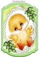 Cute little yellow chick on lace A4