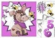 Cute little donkey with bumble bees in pink funky star frame 8x8