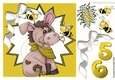 Cute little donkey with bumble bees in gold funky star frame 8x8