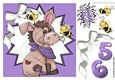 Cute little donkey with bumble bees in lilac funky star frame 8x8