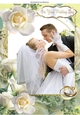 The wedding kiss, with cream roses & rings A4