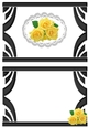 pretty yellow roses on lace in black art deco frame A5 Insert