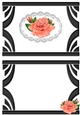 Pretty peach roses on lace in black ornate frame A5 Insert