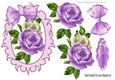 pretty lilac/white roses with organza bow in ornate frame