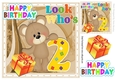 Look whos TWO, Lovely Birthday bear with present 8x8