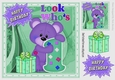 Look whos ONE, Lovely Birthday purple bear with present 8x8