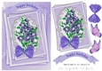 pretty lilac flowers on lace with butterflies & bow A5