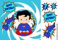 Super hero to the rescue in funky blue frame 8x8
