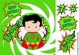Super hero to the rescue in funky green frame 8x8