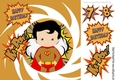 Super hero to the rescue in funky gold frame 8x8