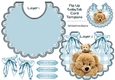 Lovely Cuddly bears on a gingham bib with blue bows