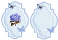 Pretty blue Hydrangeas with butterflies in ornate frame insert