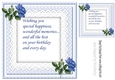 blue roses on lace with bow and butterflies 8x8 insert