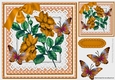 gold roses on lace with bow and butterflies 8x8 insert