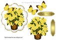 Pretty yellow Hydrangeas in a vase with yellow butterflies