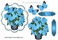 Pretty blue Hydrangeas in a vase with pretty blue butterflies