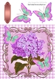 lilac Gingham, lilac butterflies with lilac Hydrangeas 8x8