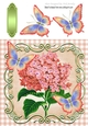 peach Gingham, peach butterflies with peach Hydrangeas 8x8