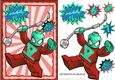 Box spider man in funky red frame A5