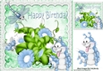 lovely enchanted garden with cute bugs & blue flowers 8x8