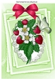 Strawberries and white flowers on lace stackers with butterflies A4