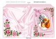 cute dogs on lace with pink roses & bow folded book