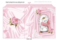 princess kitty with pink roses on lace folded book