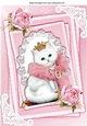 princess kitty with pink roses on lace A4
