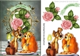 Candlelight supper with cute pair of dogs, with pink roses