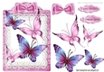 butterflies on lace with pink bow on a tag