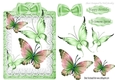butterflies on lace with green bow on a tag