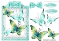 butterflies on lace with turq bow on a tag