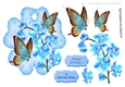 Pretty blue tag with butterflies and flowers