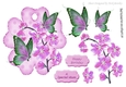 Pretty pink tag with butterflies and flowers